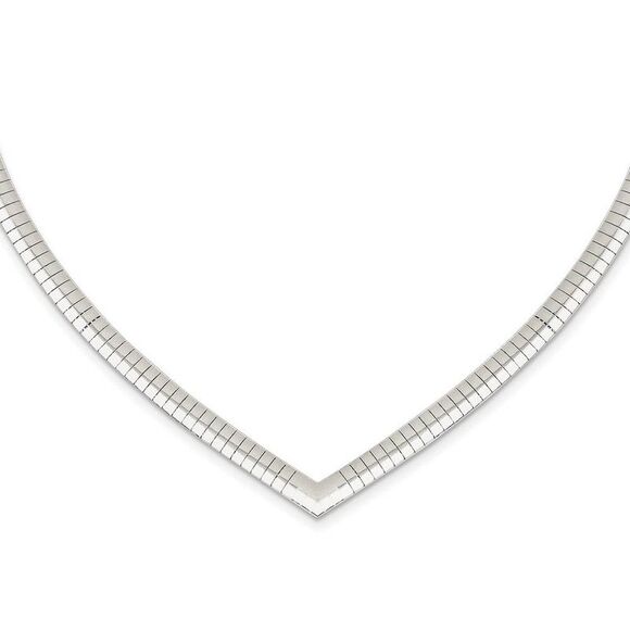 4mm Sterling Silver V-shaped Cubetto Chain Necklace, 17 Inch - Picture 2 of 7